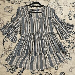 BLUE RAIN boho flowy bell sleeve top